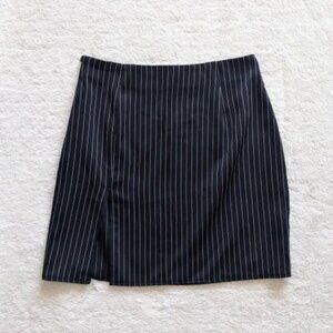 PLT Pinstripe Split Detail Mini Skirt